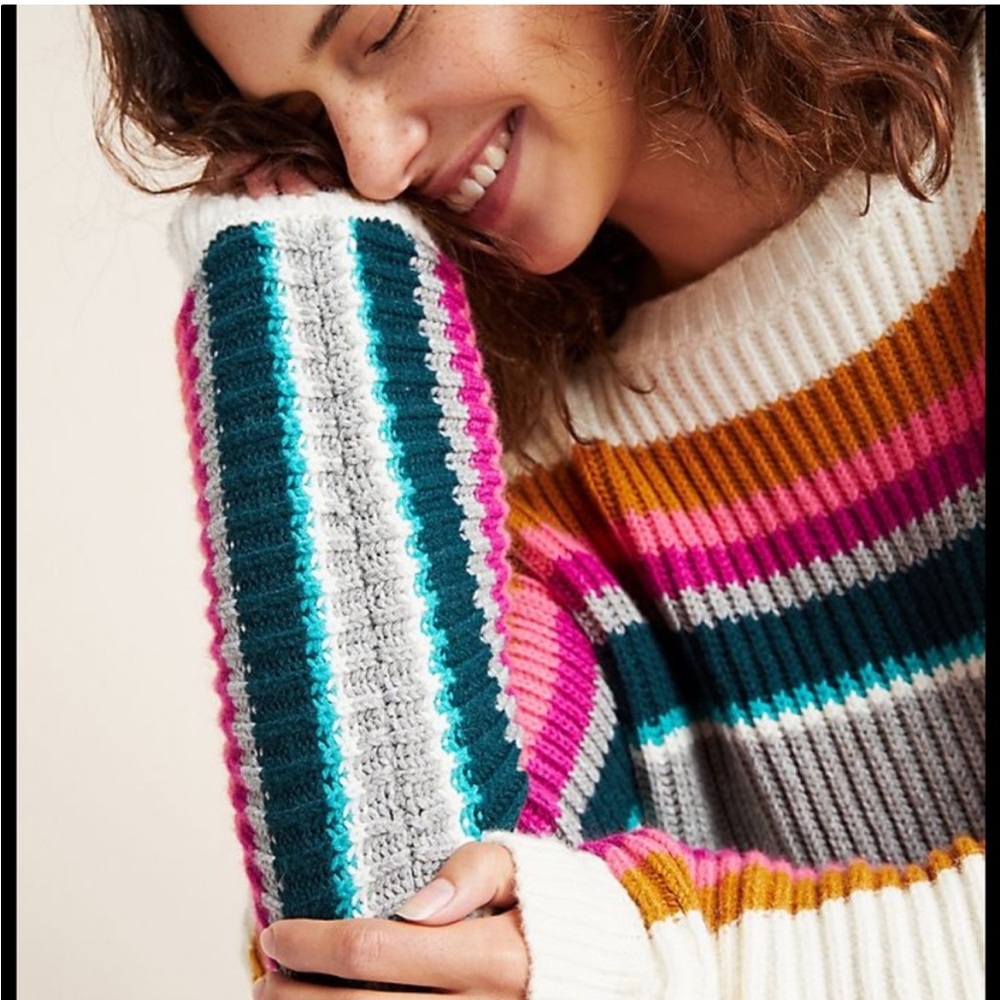 Anthropologie | Sophie‎ Ribbed Color Striped Sweater LP